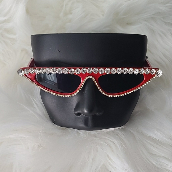 Other - Red reto '80s rhinestone sunglasses